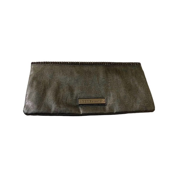 BCBGeneration Beaded Envelope Fold-over Clutch Gunmetal Magnetic Closure - Picture 1 of 8